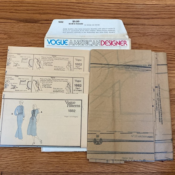 VTG Vogue American Designer Anne Klein UNCUT Pattern - Picture 7 of 11